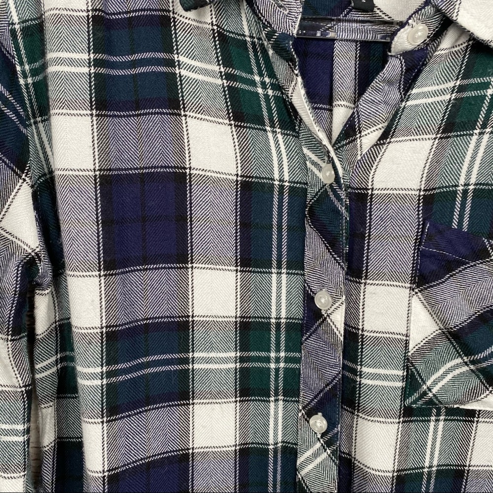 Rails Women’s Blue Checkered Plaid Button Blouse - image 7